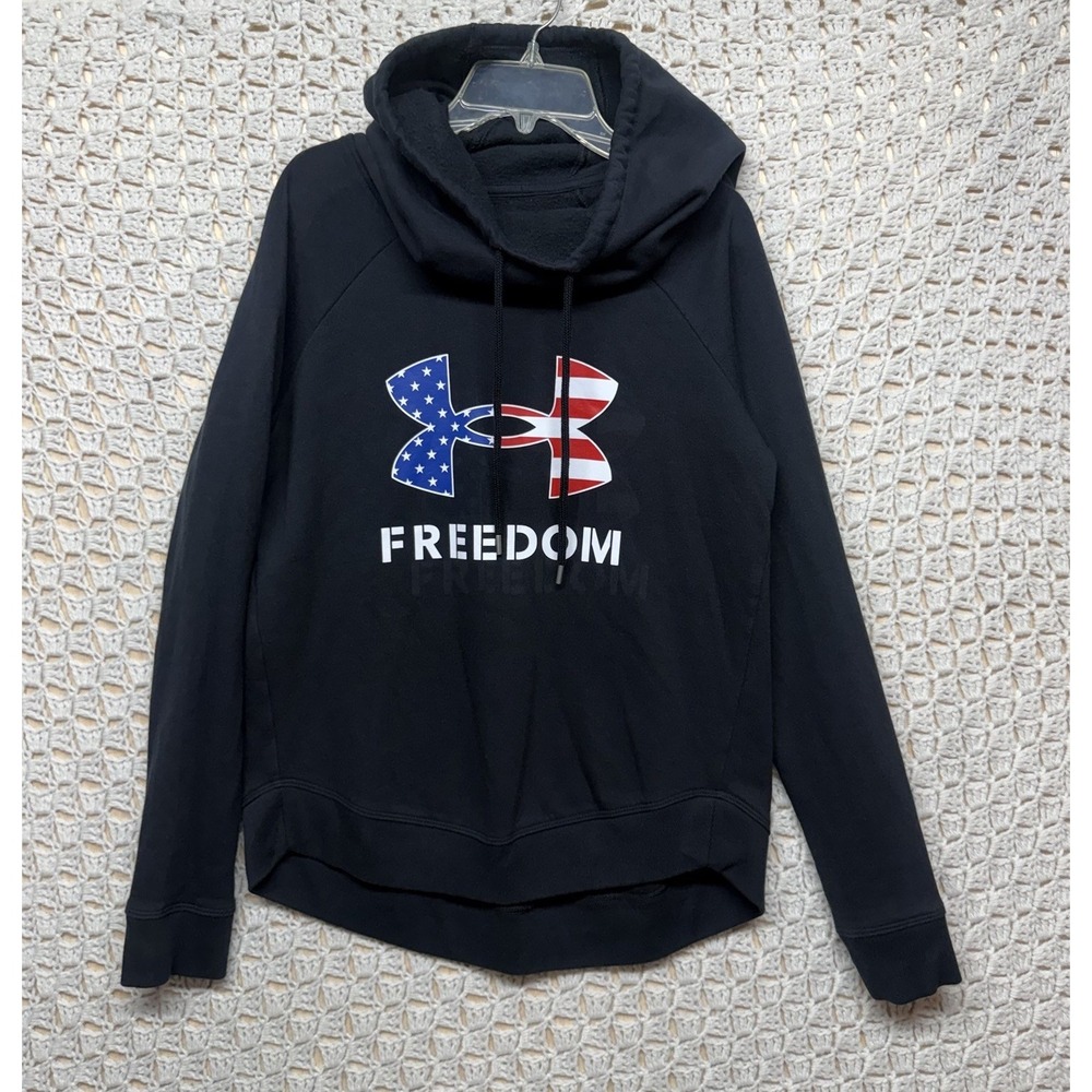 Under Armour Hooded Pullover Sweatshirt Womens‎ XS Long Sleeve Black Graphic
